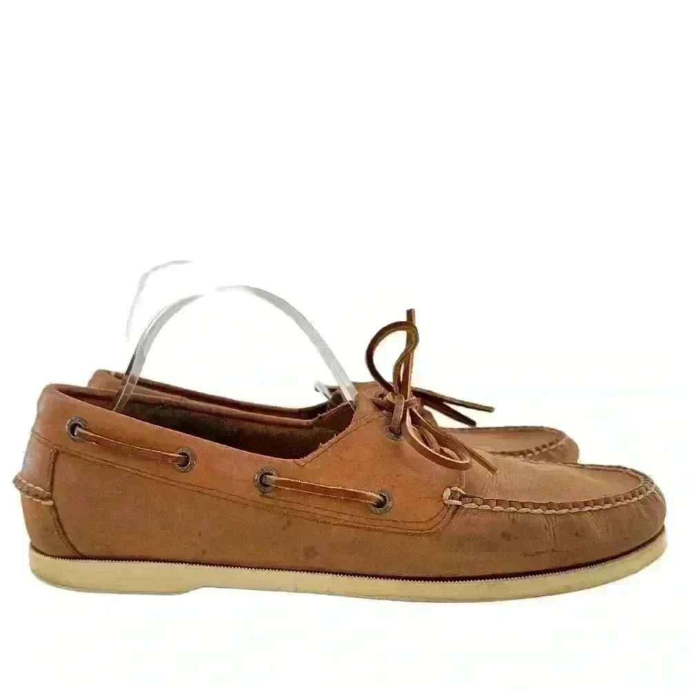 LL Bean mens size 11 Napa leather boat shoes coastal